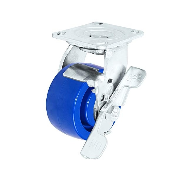5"x2" Stainless Steel Swivel Caster W/ Locking Brake, Blue Solid